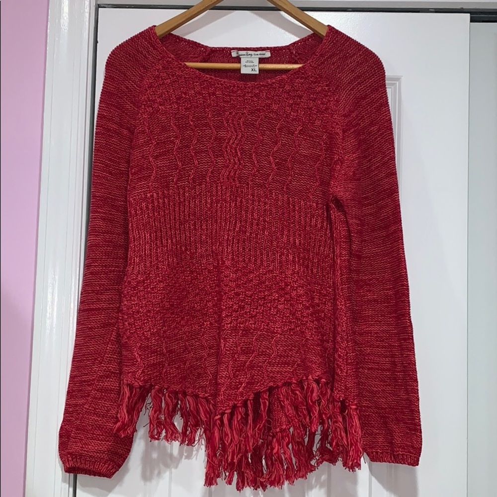 Knitted red long sleeve top